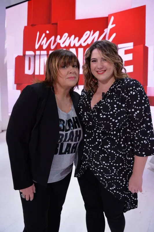 michele bernier et sa fille charlotte gaccio lors de l'enregistrement de vivement dimanche à paris, france, le 8 mars 2016 photo by max colin abacapresscom