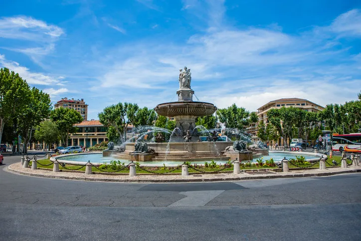 rotunda funtain in aix en provence-france