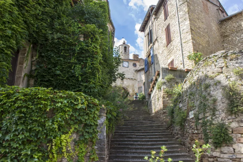 the streets and houses of cordes-sur-ciel, a beautiful medieval town in southern france