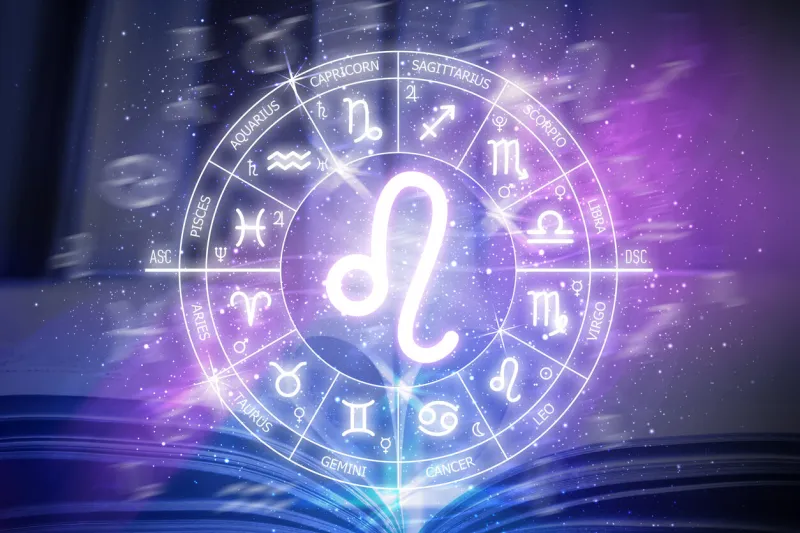 leo zodiac sign abstract night sky background leo icon on blue space background zodiac circle on a dark blue background of the space astrology cosmogram twelve signs of the zodiac