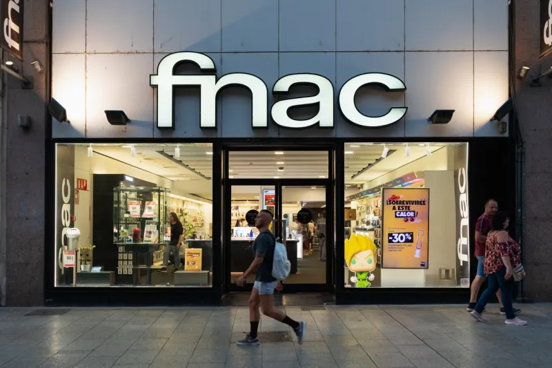 zaragoza, spain - august 23, 2022  fnac technology, electronics, books, music department store in zaragoza city