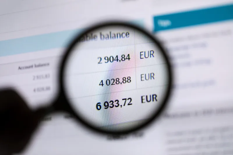 tax inspector checking account balance concept