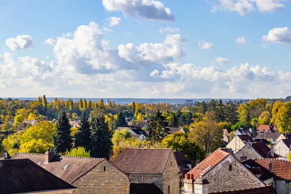 city view of auvers-sur-oise village, france