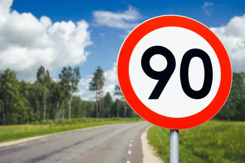 speed limit sign background maximum ninety kilometers per hour safety on road background white round sign red border line traffic ticket background speeding fine