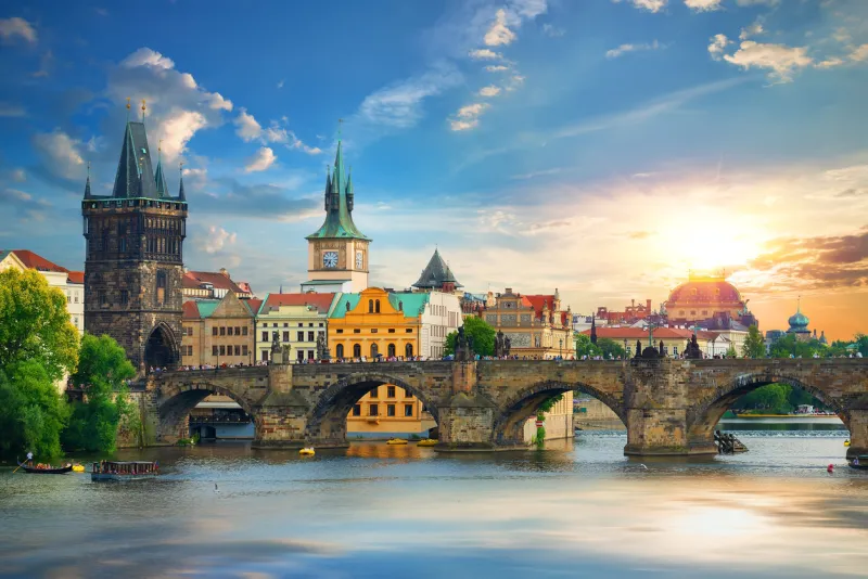 tha charles bridge in prague at summer day