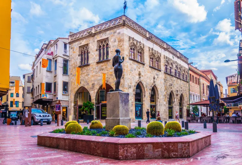 perpignan, france, june 26, 2017  town hall in the center of perpignan, france