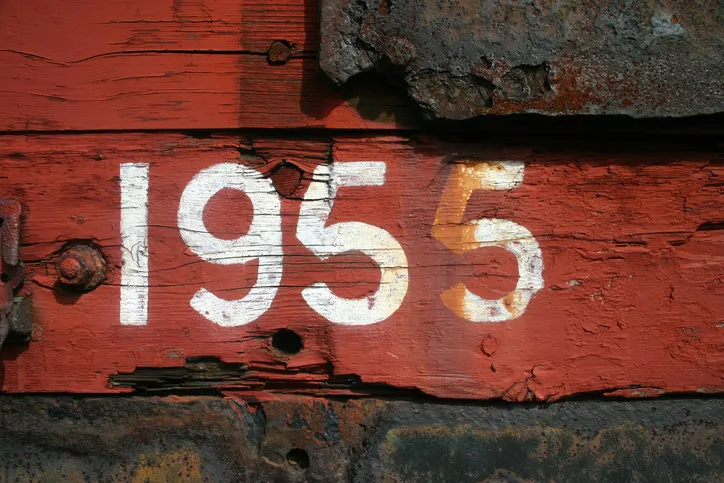 nice wooden train absract texture containing painted 1955 text