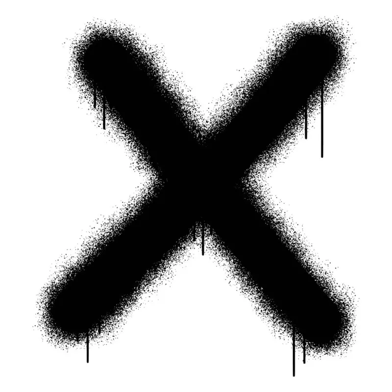 graffiti font x with black spray paint