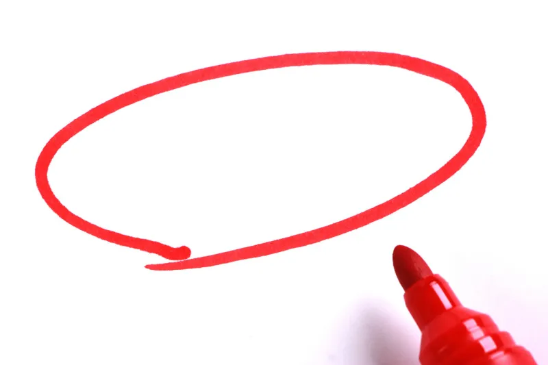 blank circle with red marker on white paper