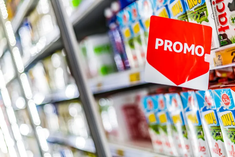 poznan, poland - jun 17, 2021  dairy food products put up on sale in a supermarket