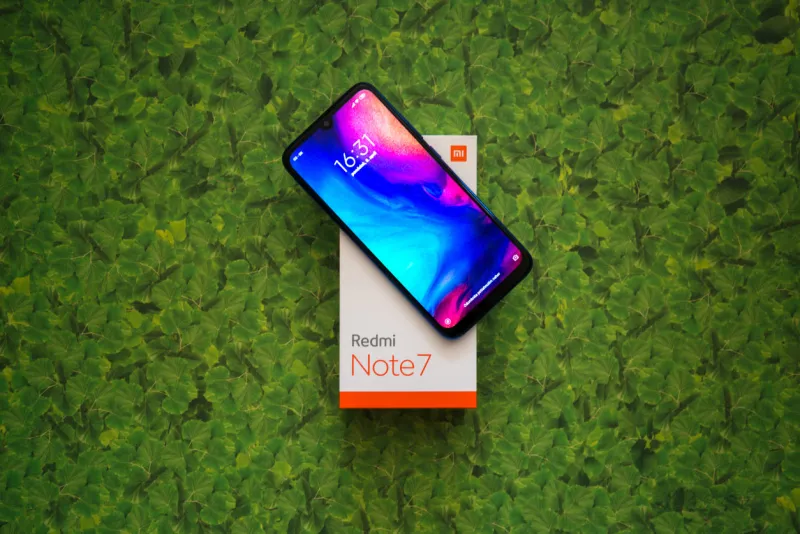 braislava, slovakia, april 8, 2018  xiaomi redmi note 7 smartphone on green leaves background