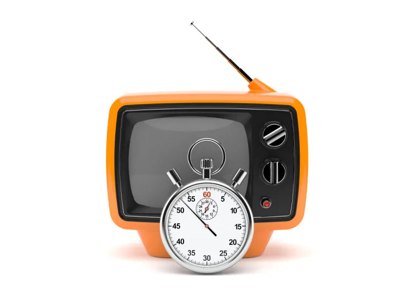 old tv with stopwatch isolated on white background 3d illustration