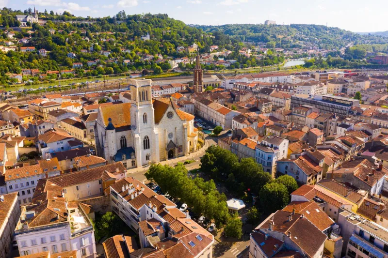 aerial view on the city agen france