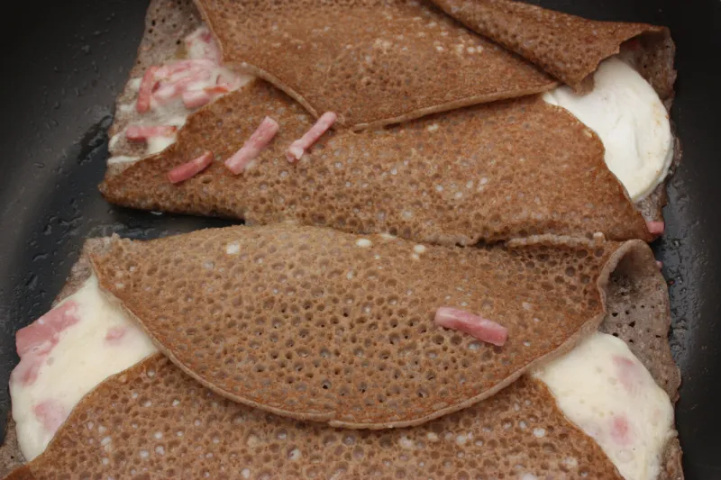 breton galettes with buckwheat flour garnished with ham or bacon bretagne breizh