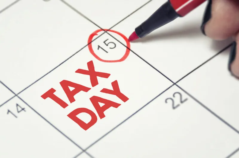 tax day concept the usa tax due date marked on the calendar