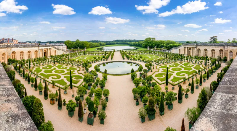 paris, france - may 2019  versailles formal gardens