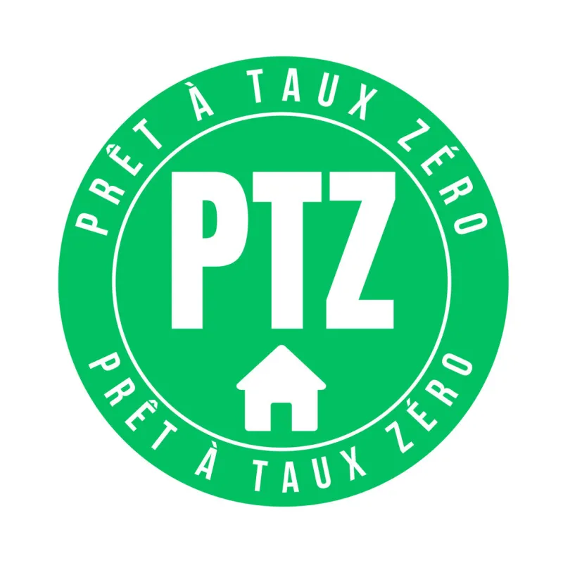zero rate loan symbol icon called pret a taux zero in french language