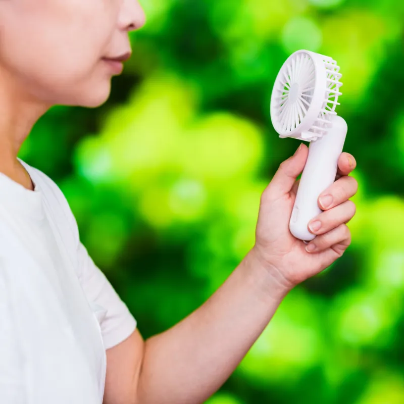 japanese woman has a handy fan in summer
