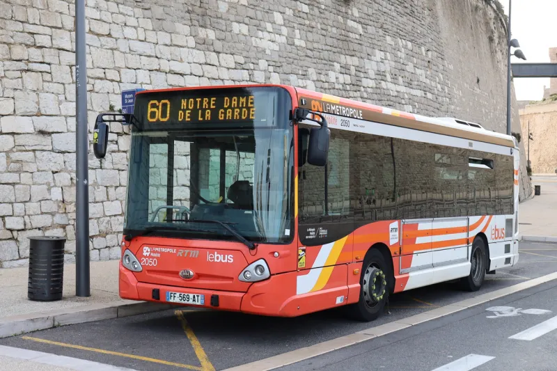 public transport bus, city of marseille, bouches du rhône department, france