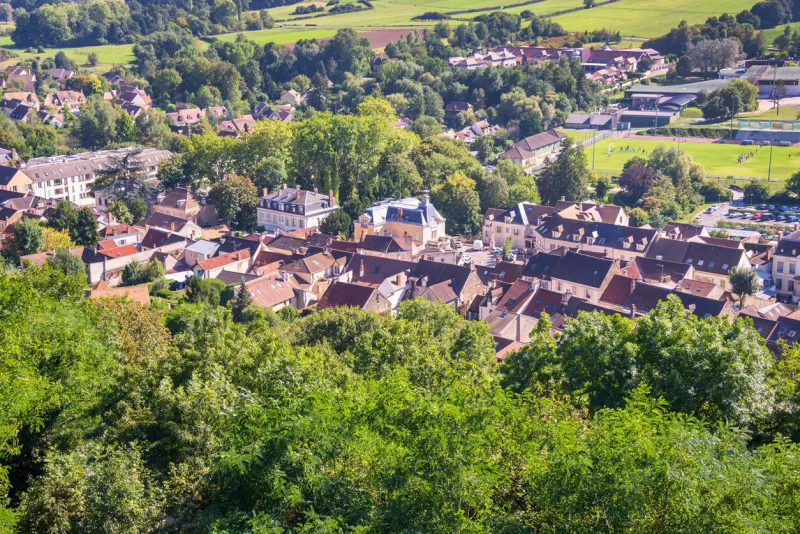 aerial view of the village of chevreuse, france