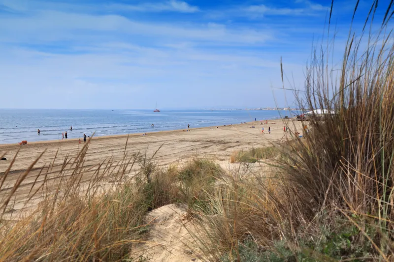 grand travers beach (plage du grand travers) in la grande-motte resort of languedoc region in france