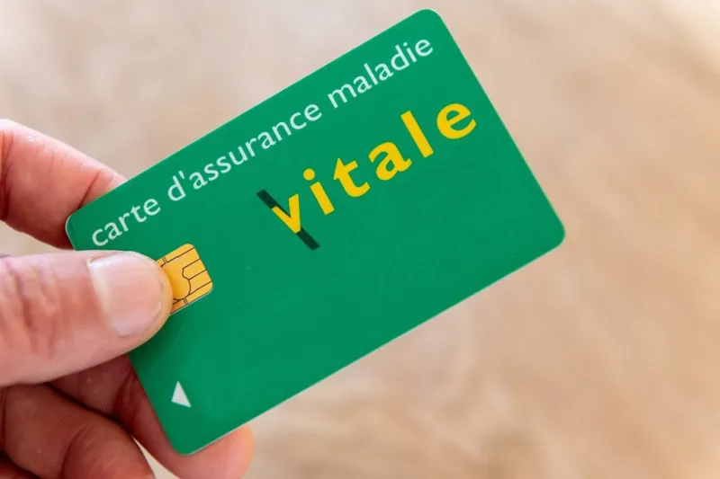 paris, france - november 15, 2018   vital card in the hand of an insured