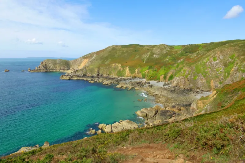 cliffs of nez de jobourg in the hague region of cotentin in normandy, france