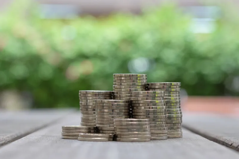 stack of coins concept for save money and financial banking, loan, mortgage and investment