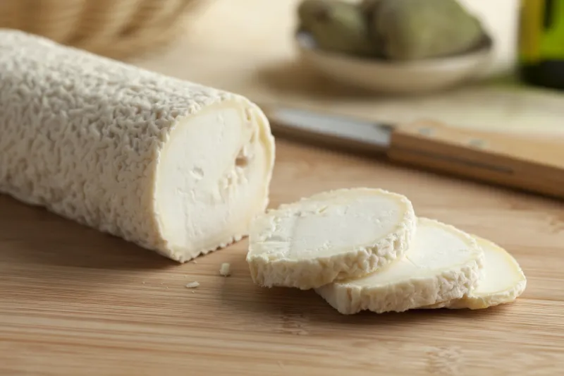 fresh caprifeuille cheese and a slice