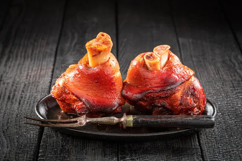 delicious ham hock with spices, garlic and salt baked ham hock with spices and garlic