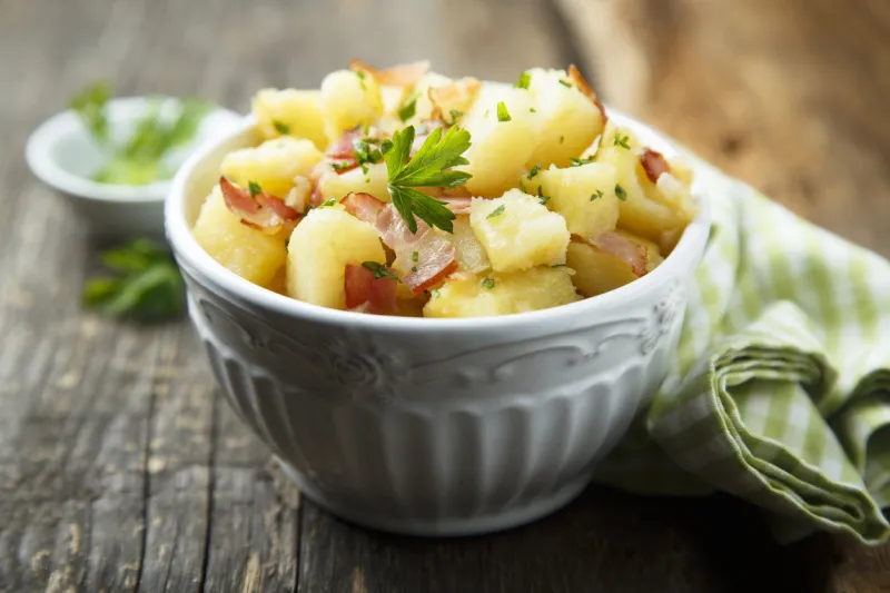 homemade potato salad with bacon