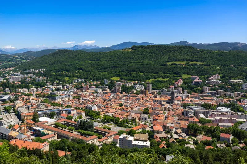 elevated view in summer of the city of gap in hautes-alpes southern french alps, france