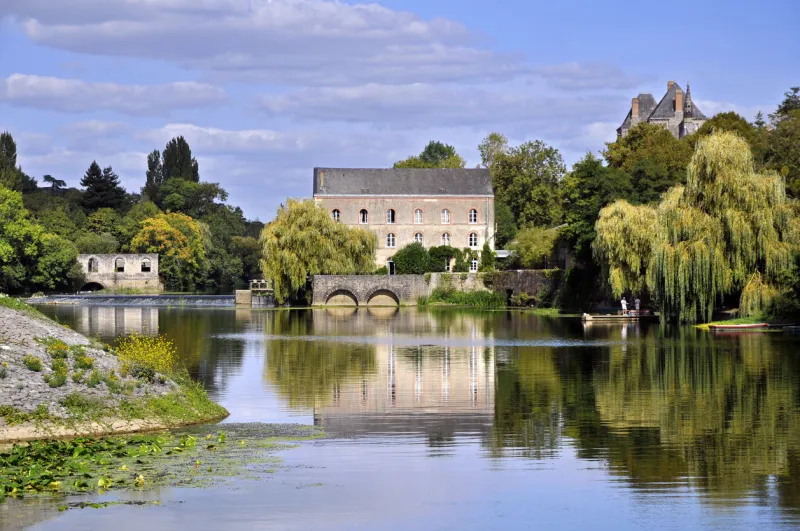 landscape of sarthe river in the northern france