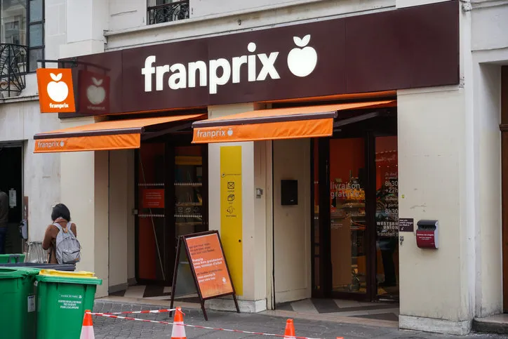paris, france - march 18, 2019  franprix store signage franprix is a grocery store chain of the groupe casino, headquartered in paris