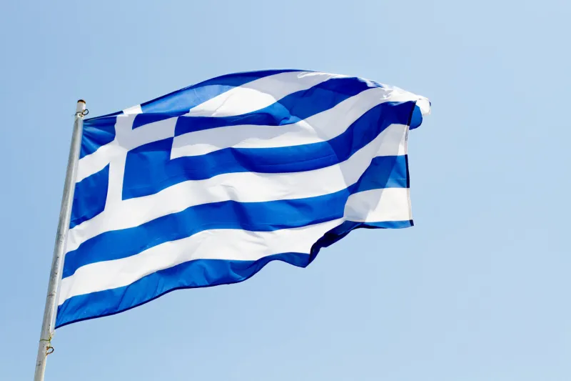 greec flag with blue sky