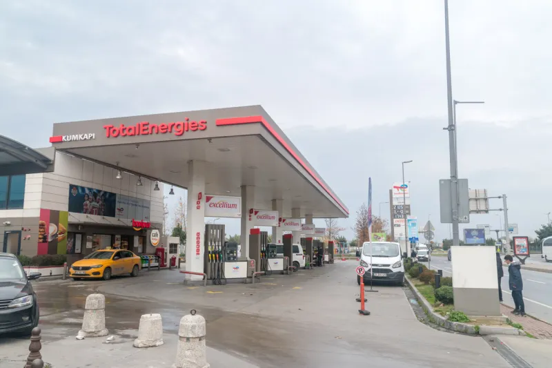 istanbul, turkey - december 10, 2022  totalenergies gas station totalenergies is french petroleum company