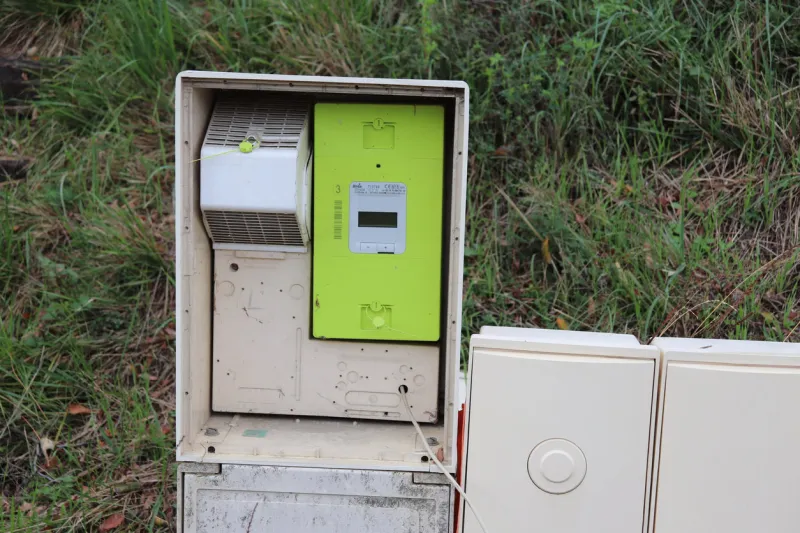 linky type electric meter, town of corbas, rhône department, france