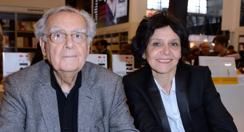 bernard pivot et sa fille cécile pivot assistant au salon du livre 2018 (paris book fair 2018) au parc des expositions à paris, france, le 16 mars 2018 photo par aurore marechal abacapresscom