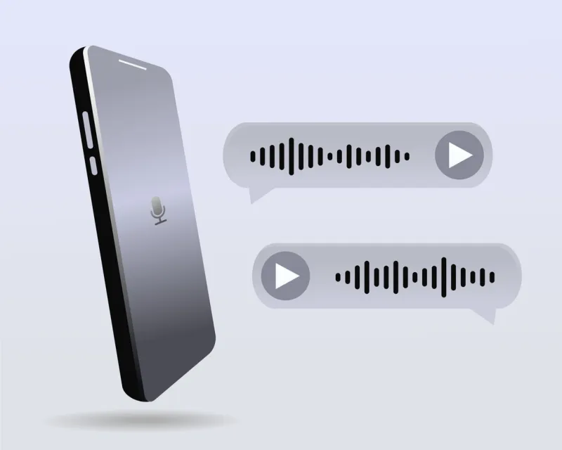 mobile phone with voice messages bubbles chat up voice notes illustration vector