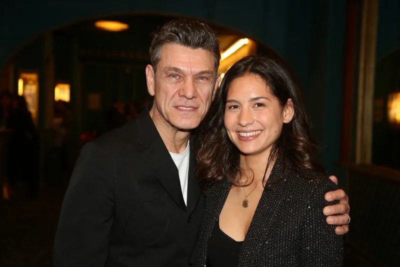 marc lavoine et sa compagne line papin lors de la générale de presse du spectacle de marc lavoine & fabrice aboulker les souliers rouges a paris, france, le 04 février 2020 photo by jerome domine abacapresscom , 718940 029 paris