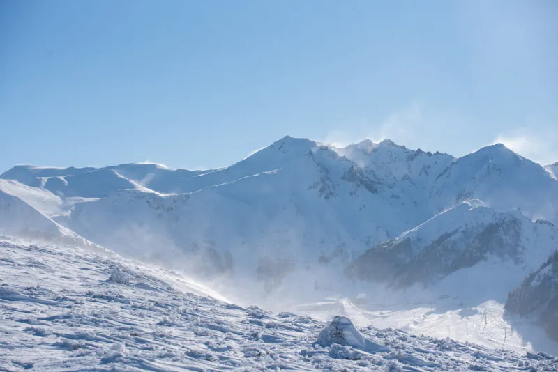 photography of puy de sancy, highest point of the massif central mountains, covered with snow