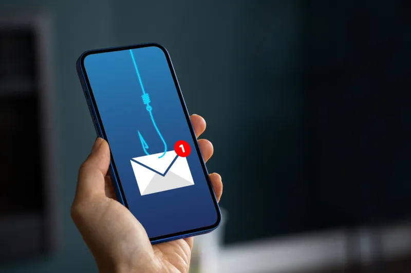 phishing bait alert concept on a smartphone screen