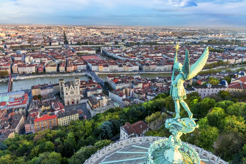 view of lyon city from fourviere, france