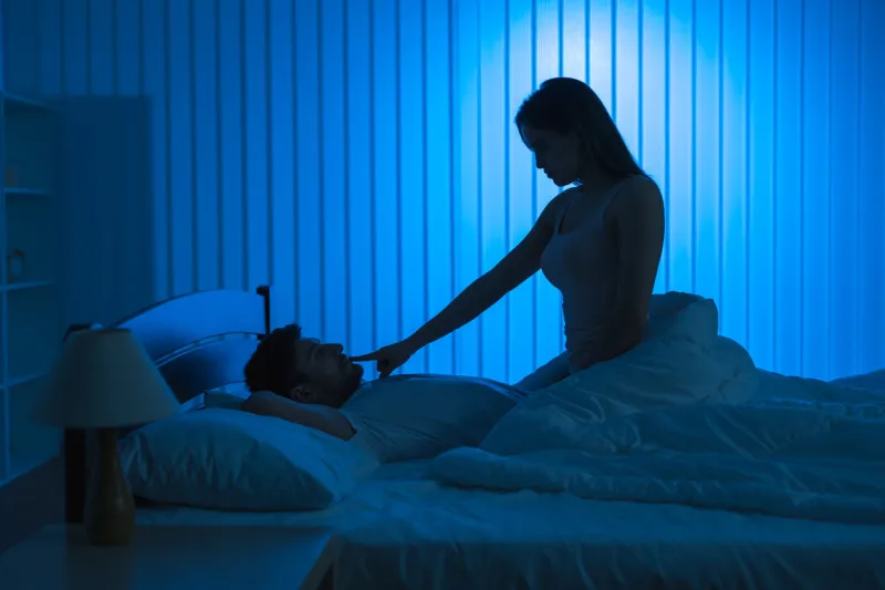 the couple have sex in the bed night time