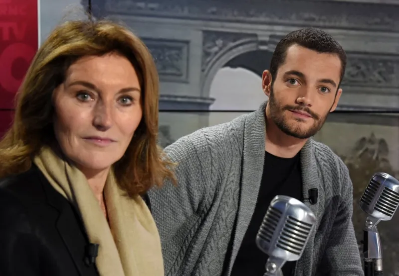 cecilia attias et louis sarkozy interwievés par apolline de malherbe sur rmc bfmtv à paris, france, le 29 octobre 2019 photo by alain apaydin abacapresscom