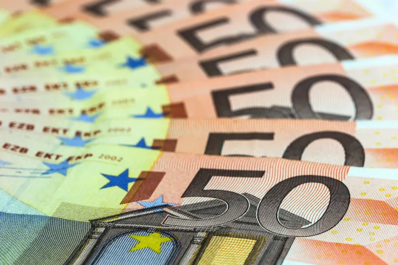50 euro banknotes, selective focus