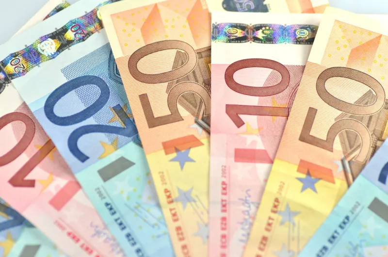 variety of euro banknotes