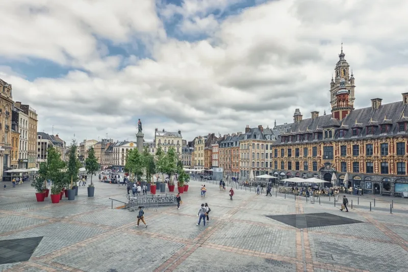 july 2021 - lille, france - grand’place square in lille city