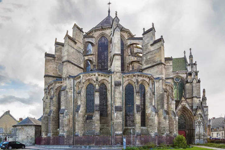 soissons cathedral basilica is a gothic cathedral in soissons, france view from apse