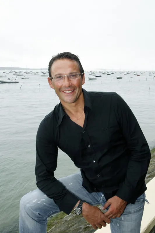 exclusive julien courbet, poses for our photographer during his holiday in le cap ferret